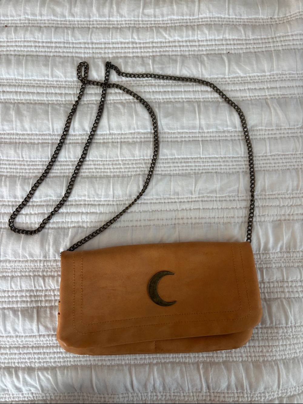 South Moon Under Tan Leather Crescent Accent Crossbody